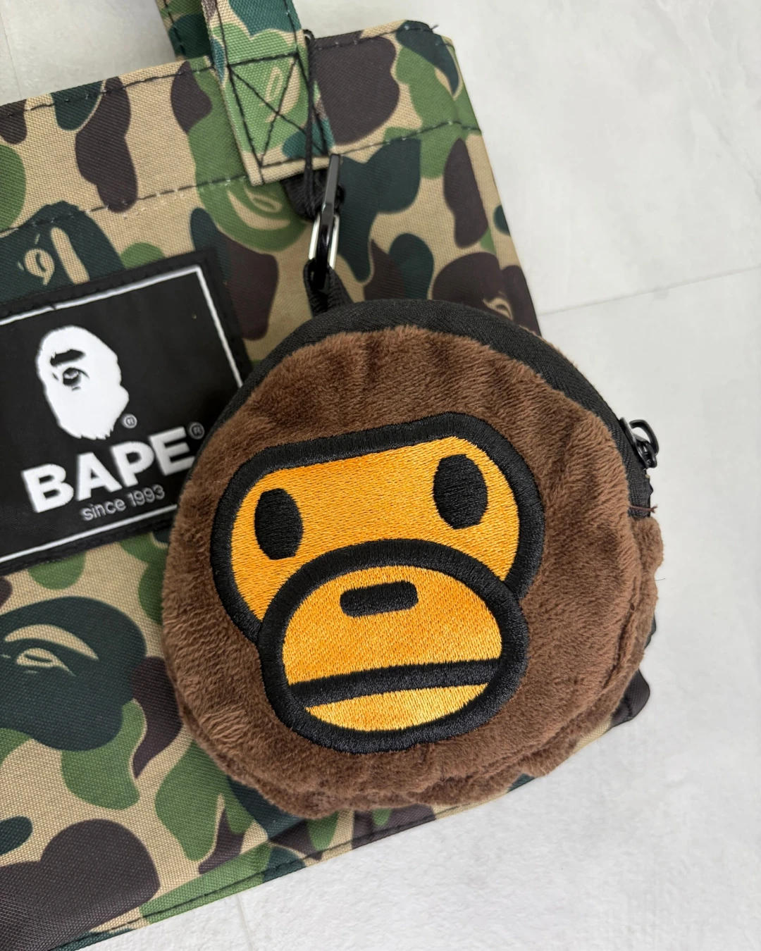 BAPE 2 In 1 Green Camo Mini Tote Bag With Baby Milo Shopping Bag - (NEW)