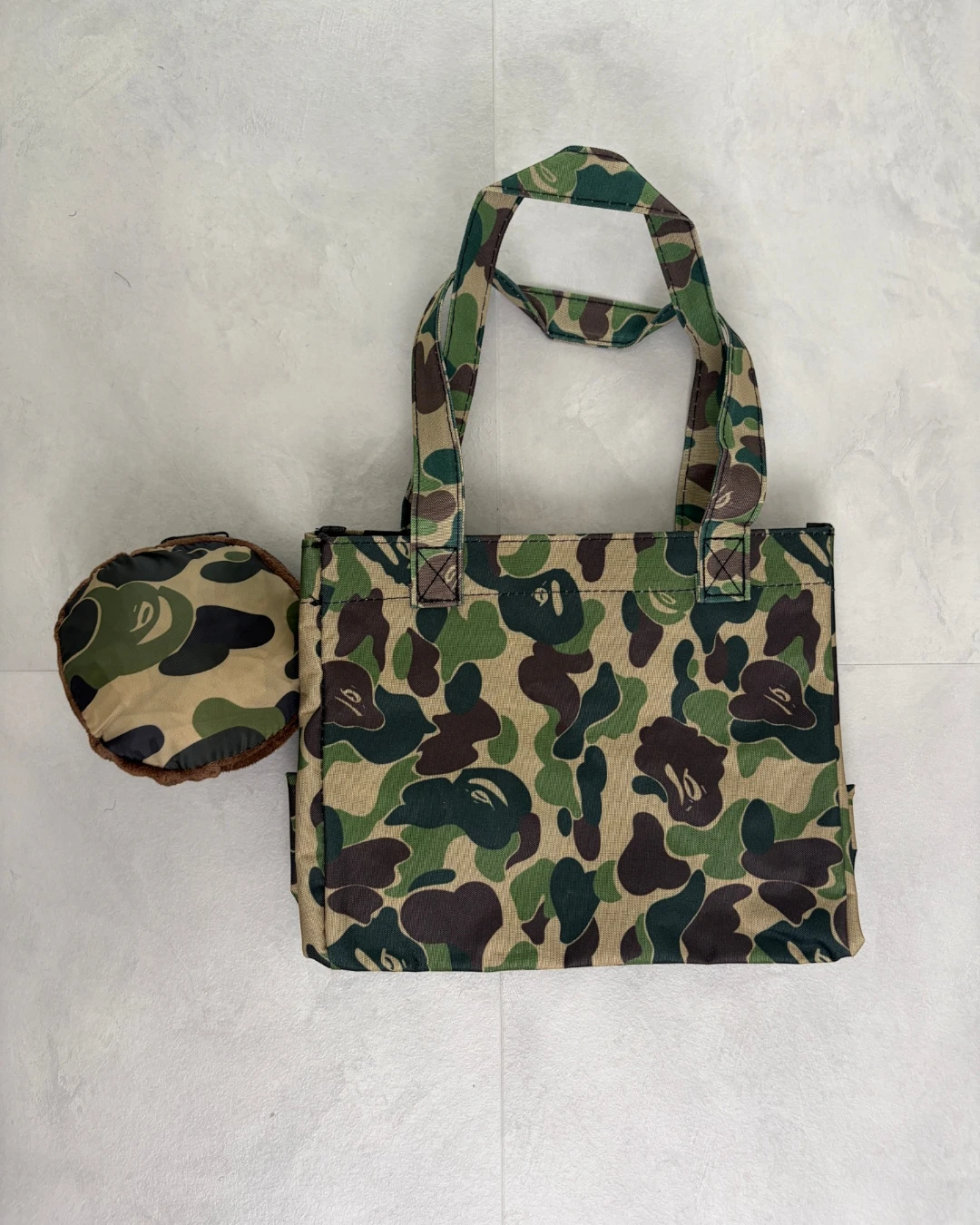BAPE 2 In 1 Green Camo Mini Tote Bag With Baby Milo Shopping Bag - (NEW)