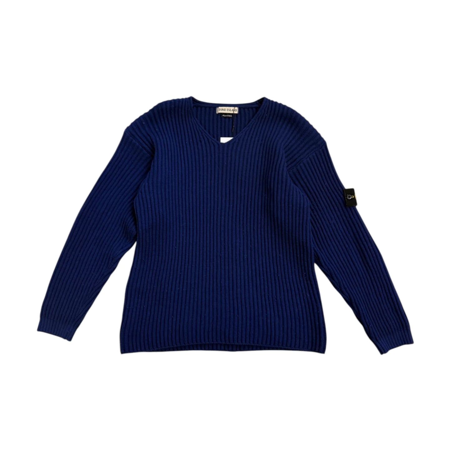 Stone Island Ribbed V Neck blue - XL