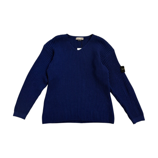 Stone Island Ribbed V Neck blue - XL