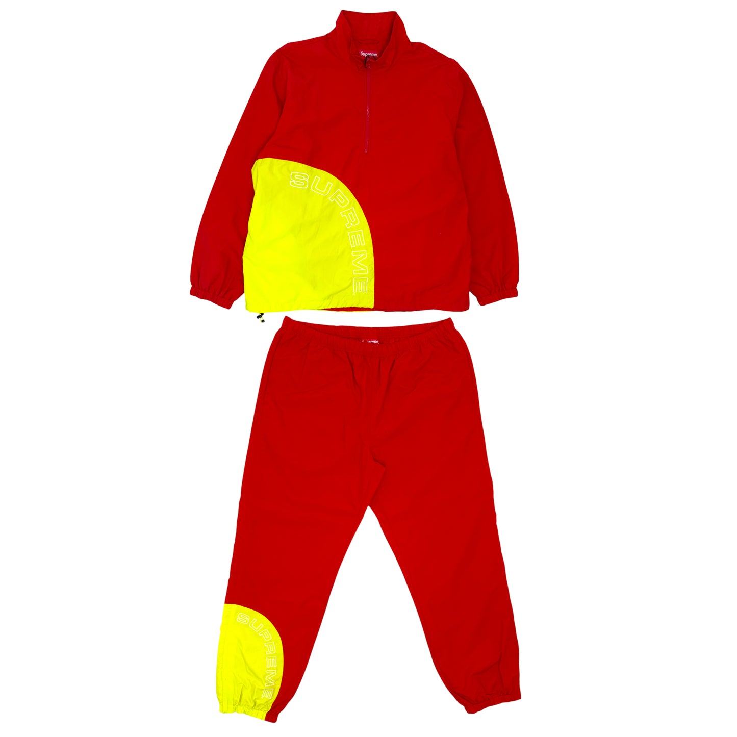 Supreme Nylon Full Tracksuit red + yellow - XL