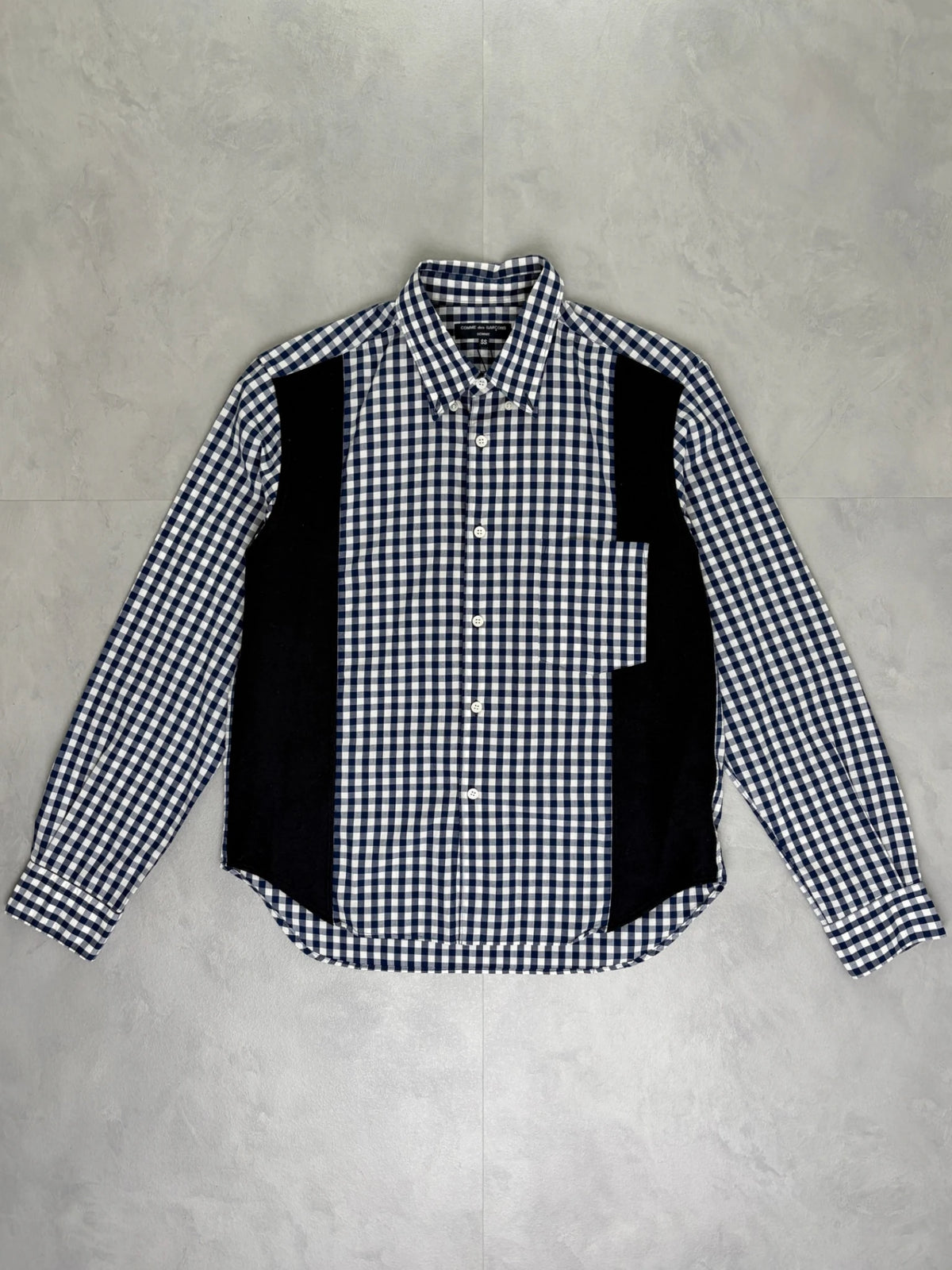 COMME DES GARÇONS AW07 GINGHAM WOOL PANEL SHIRT BLUE - M