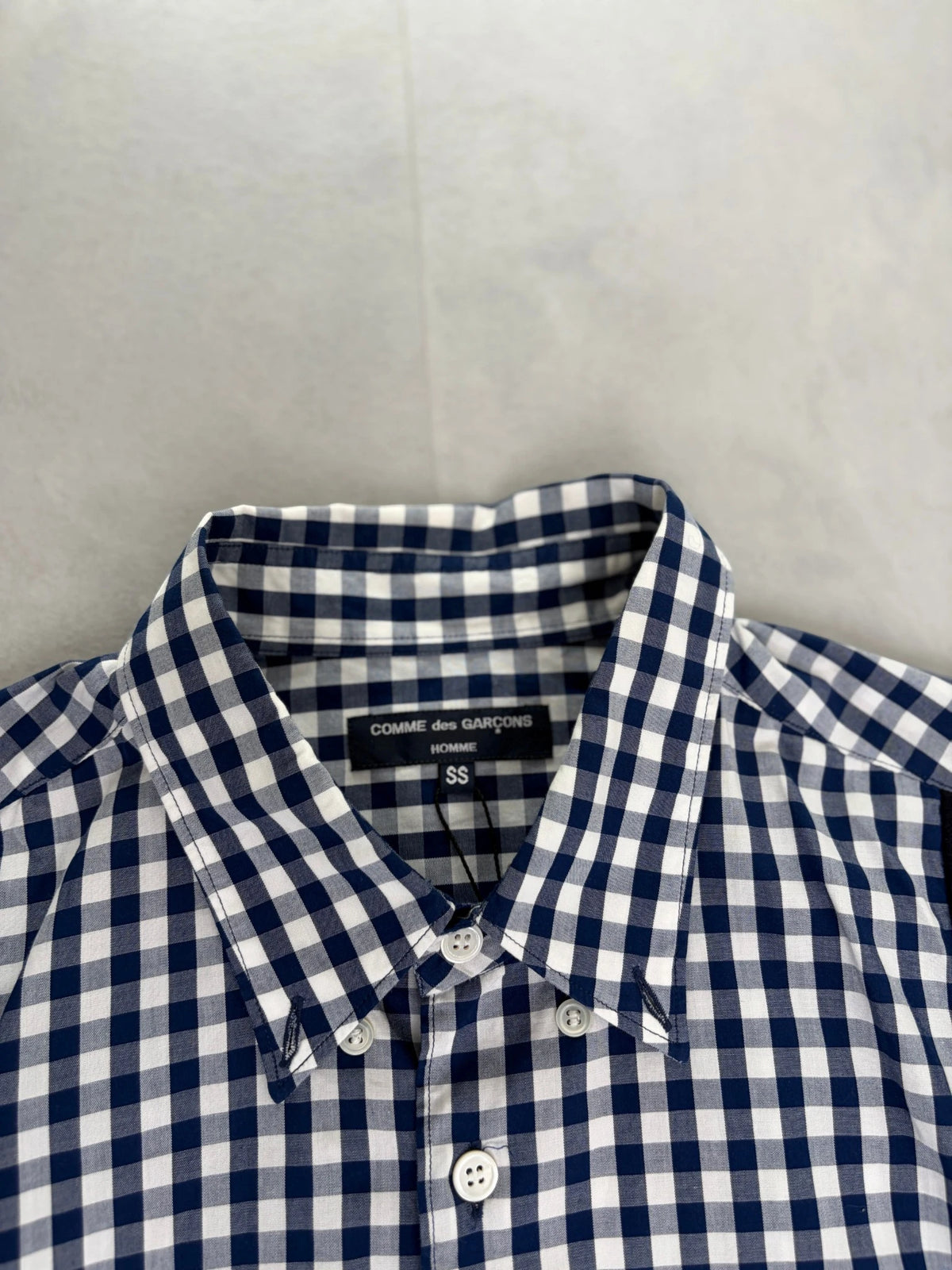 COMME DES GARÇONS AW07 GINGHAM WOOL PANEL SHIRT BLUE - M