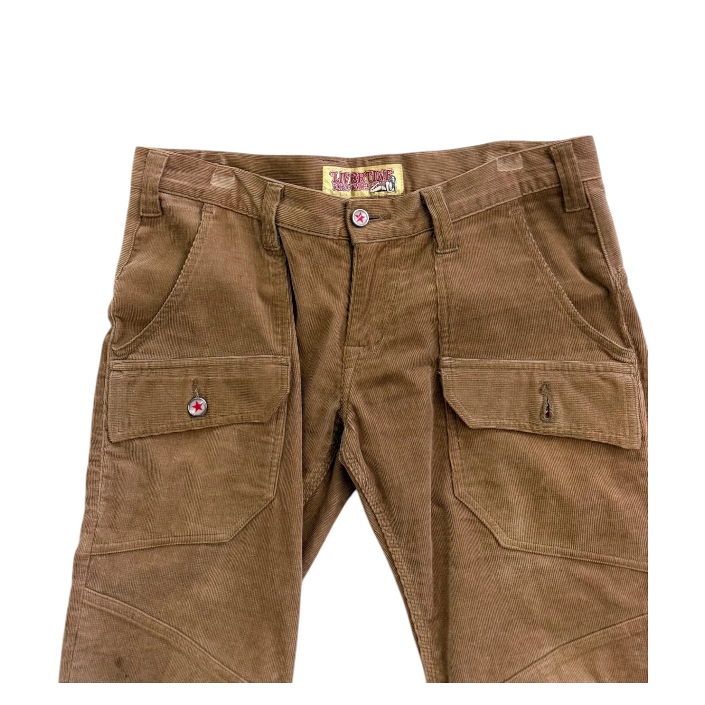 Livertine Tokyo Underground Corduroy Cargo Flare Trousers brown - L