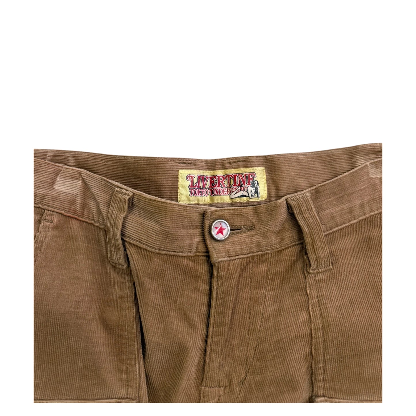 Livertine Tokyo Underground Corduroy Cargo Flare Trousers brown - L