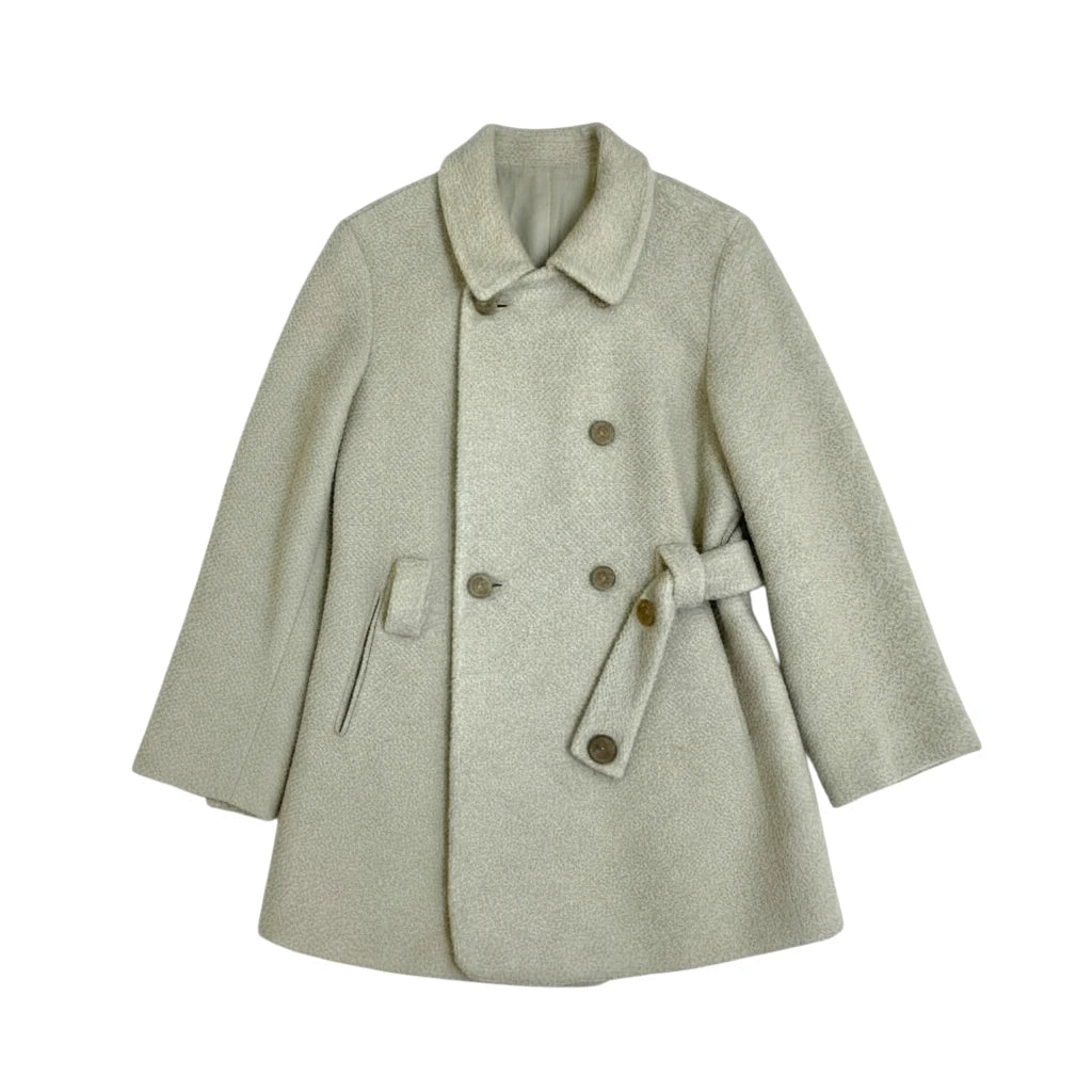 JIL SANDER Boucle Wool Coat Ivory - EU36