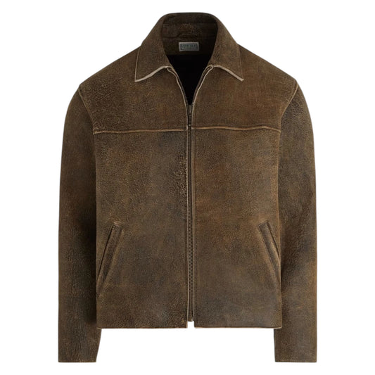 Guess Crackled Leather Jacket brown - M