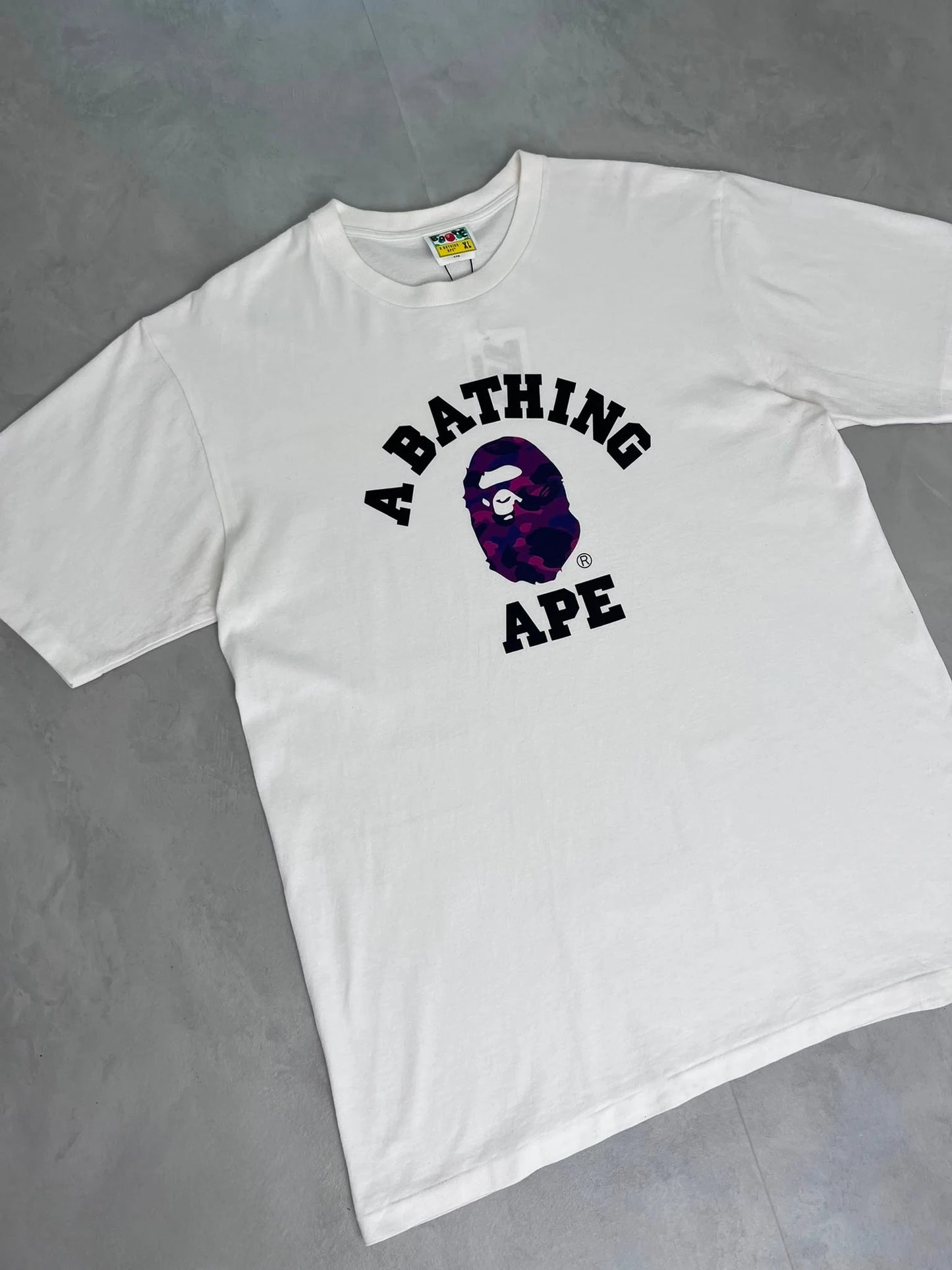 Bape Bathing Ape Camo Logo purple T Shirt white - XL