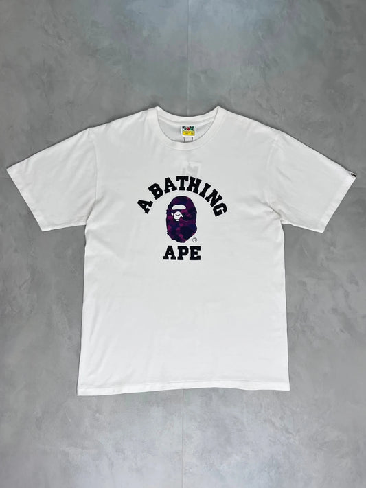 Bape Bathing Ape Camo Logo purple T Shirt white - XL