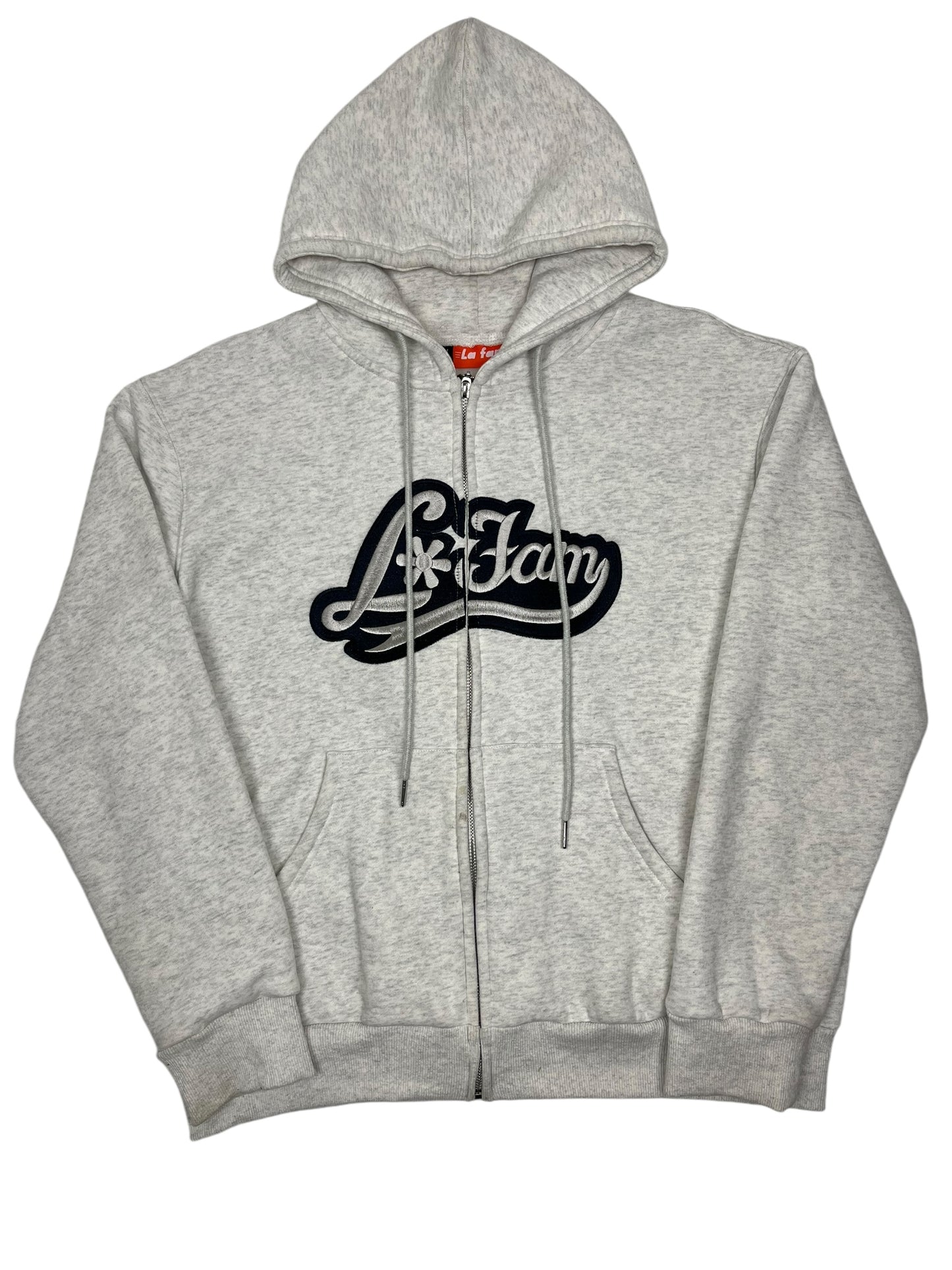 Le Fam Embroided Logo Zip Hoodie Grey - (GRADE A) M