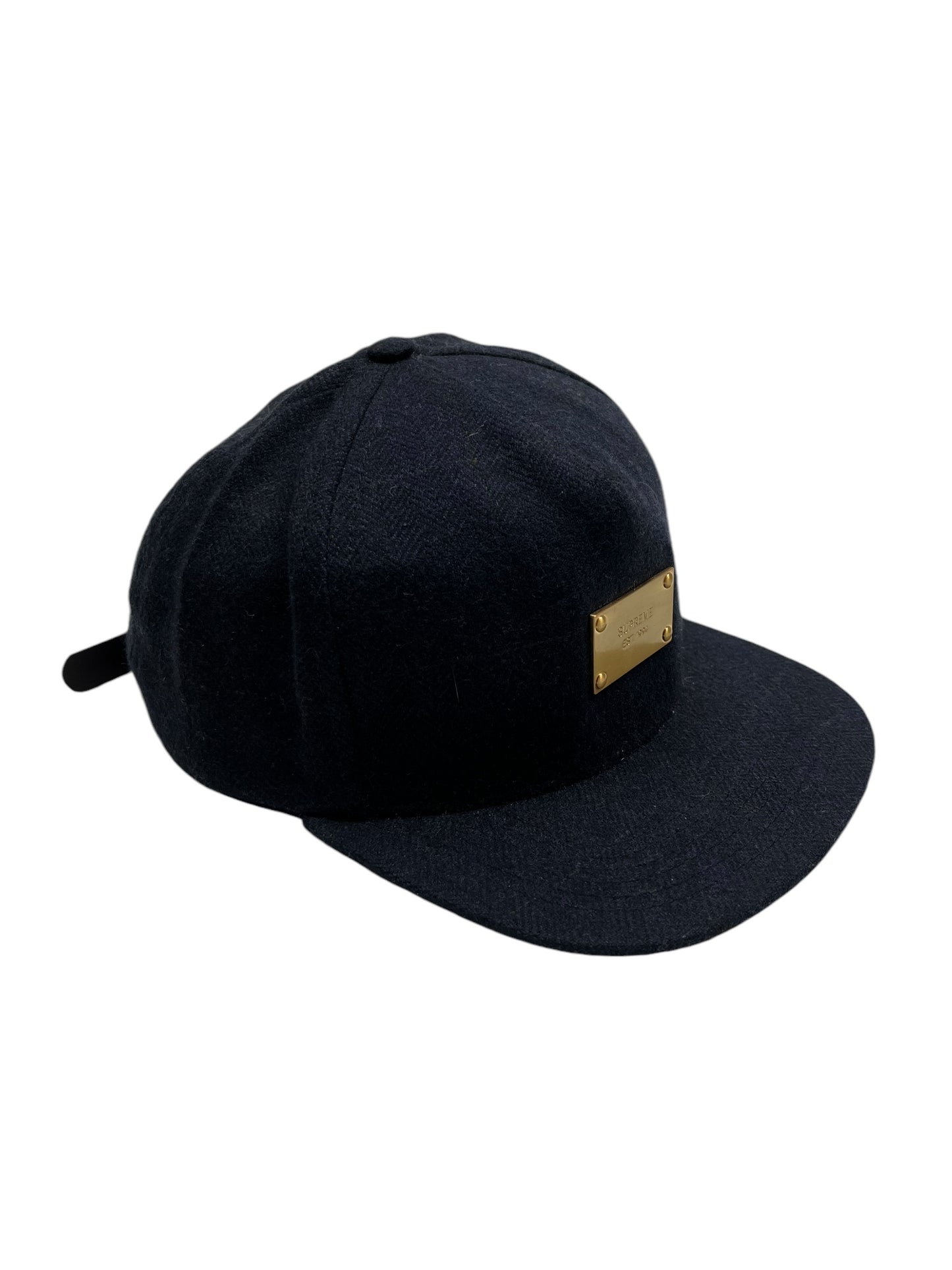 Supreme Metal Plate Navy 5 Panel Adjustable Hat - (NEW)