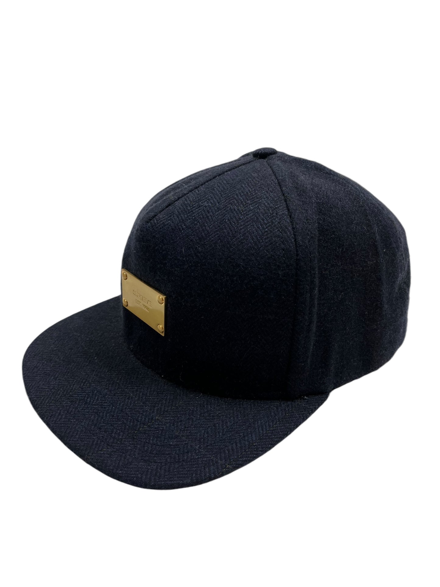 Supreme Metal Plate Navy 5 Panel Adjustable Hat - (NEW)