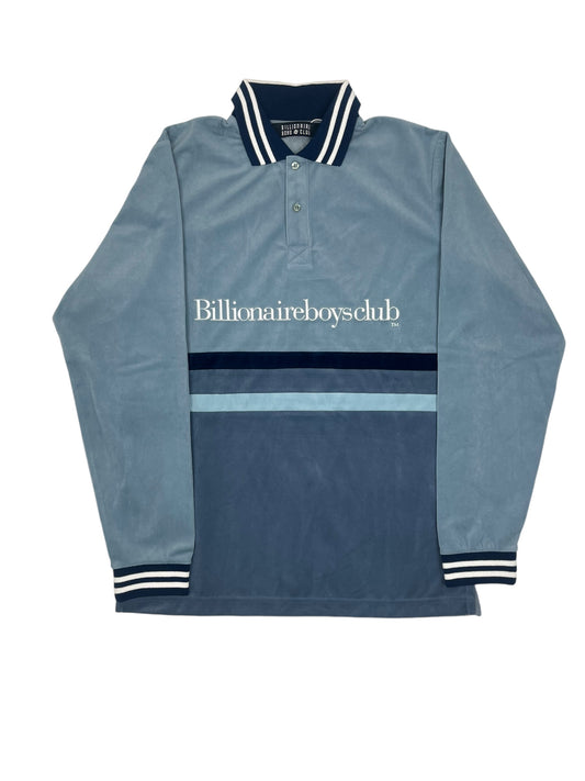 Billionaire Boys Club Serif Logo Velour Blue Rugby Shirt - (NEW)