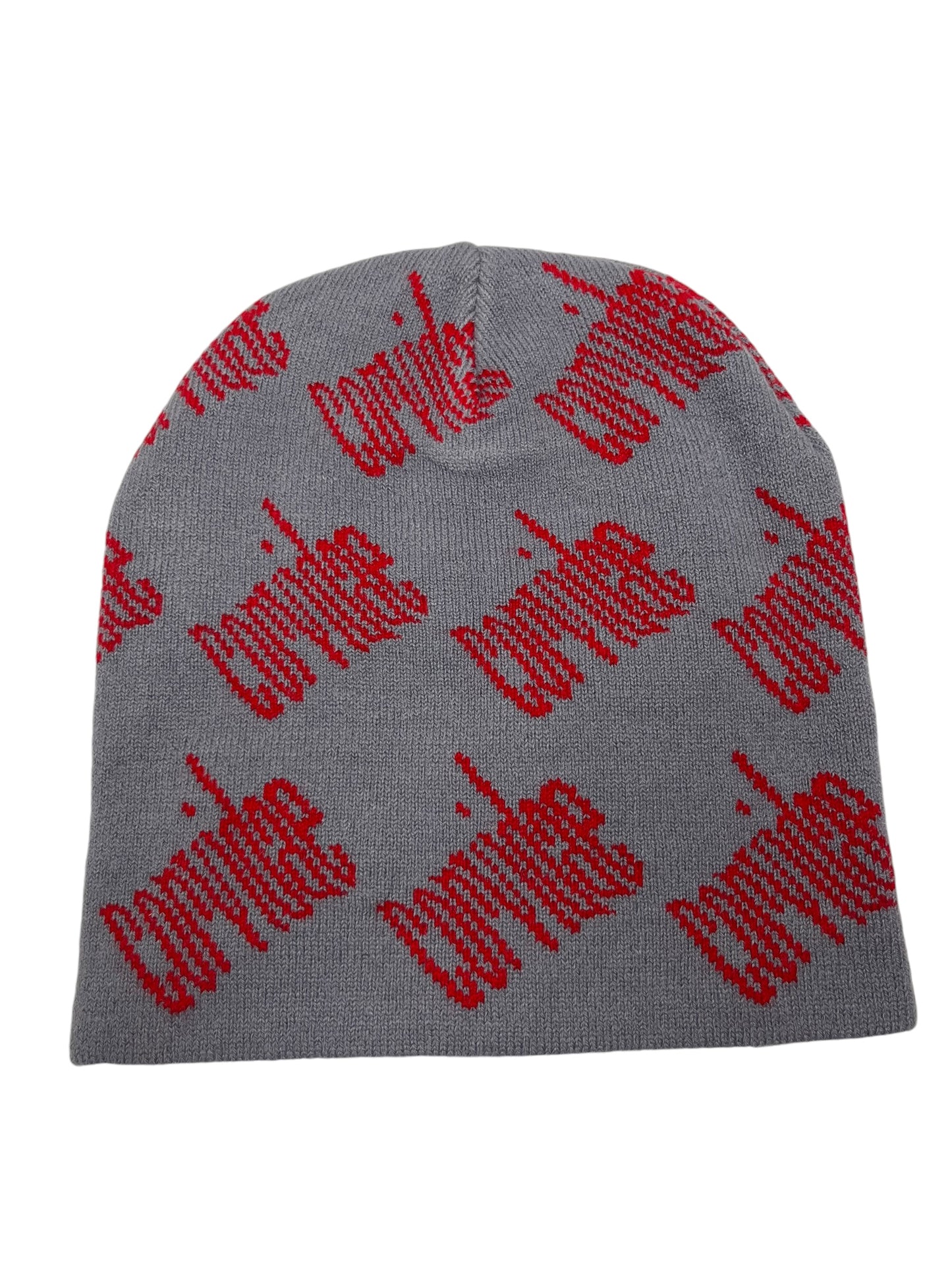 Corvidae Allover Logo Grey/Red Beanie - (NEW)