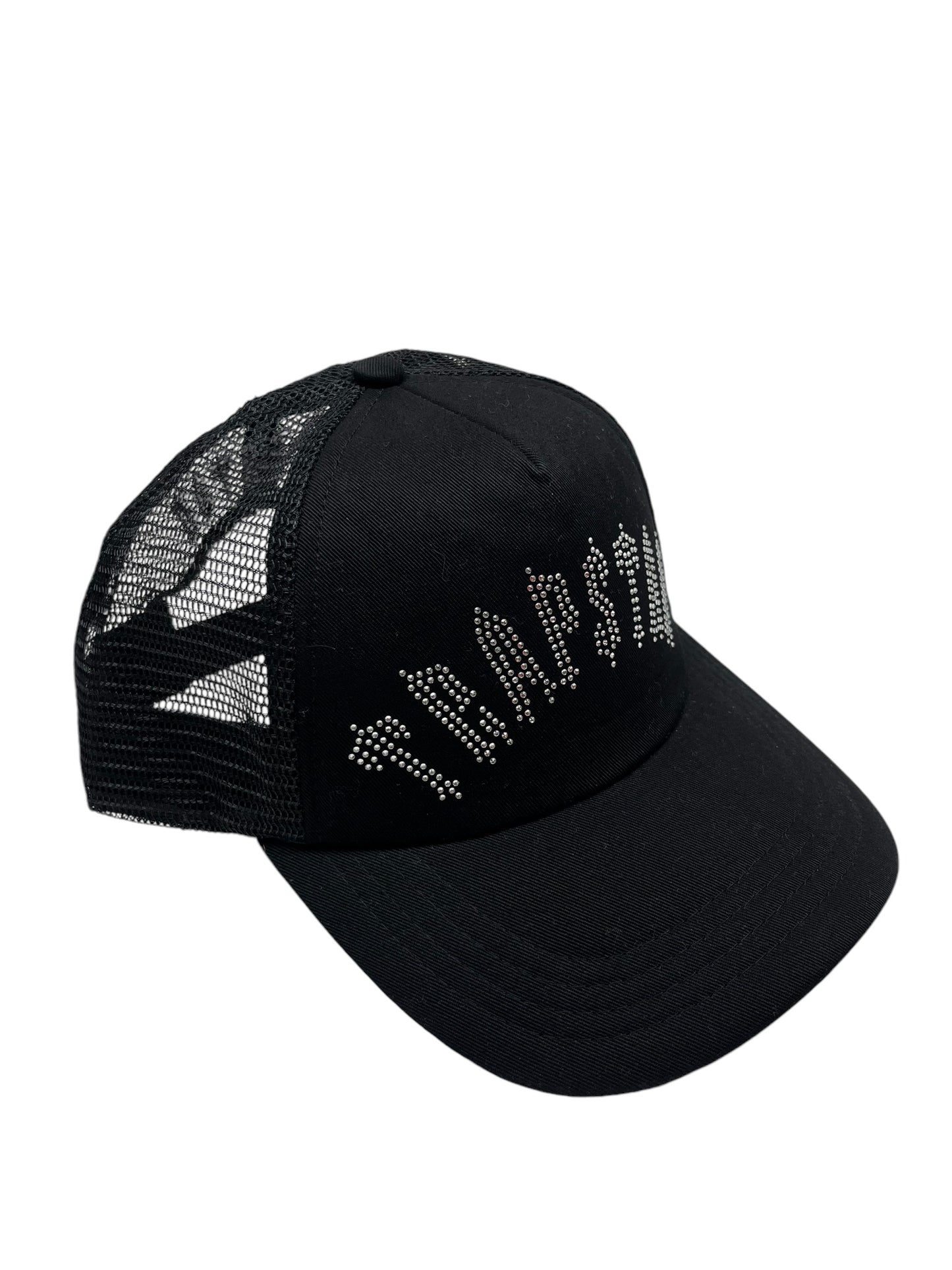 Trapstar Rhinestone Black Mesh Back Adjustable Cap - (NEW)