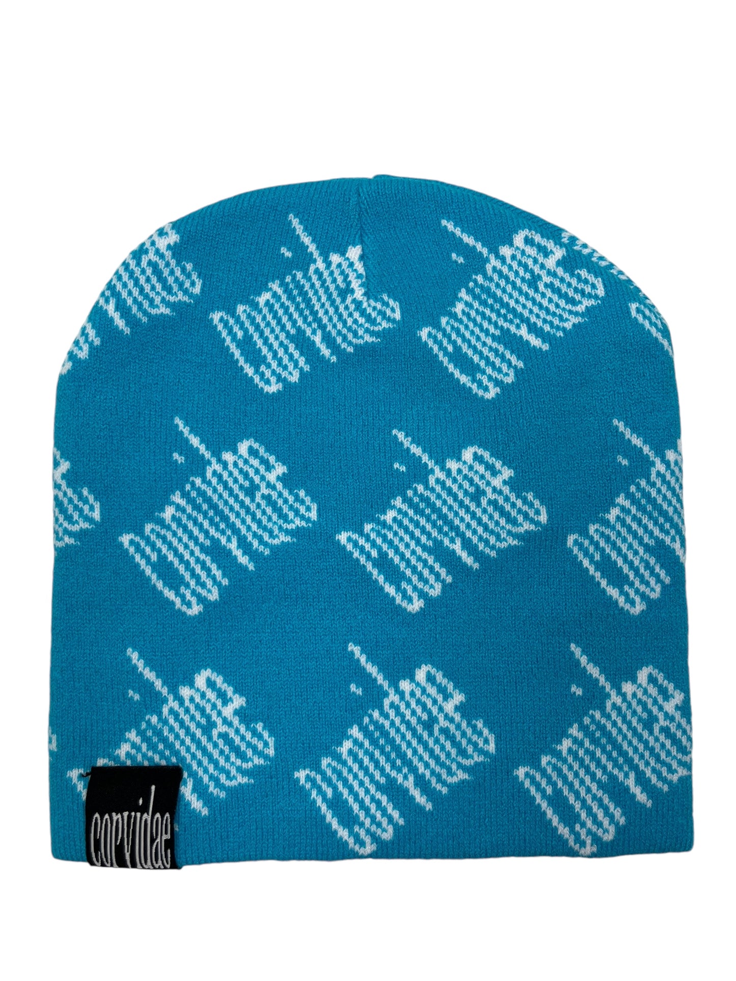 Corvidae Allover Logo Blue/White Beanie - (NEW)