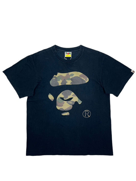 Bape Green Camo Large Ape T Shirt Navy - (GRADE B) L