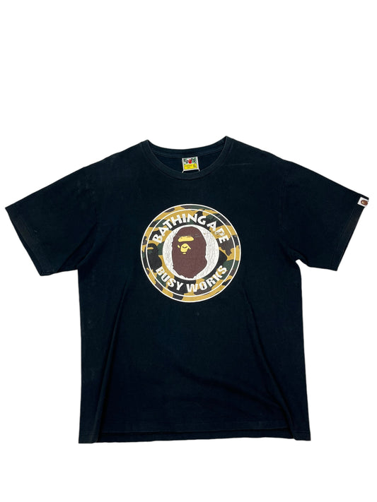 Bape Busy Works Camo Ape T Shirt Black - (GRADE B) XL