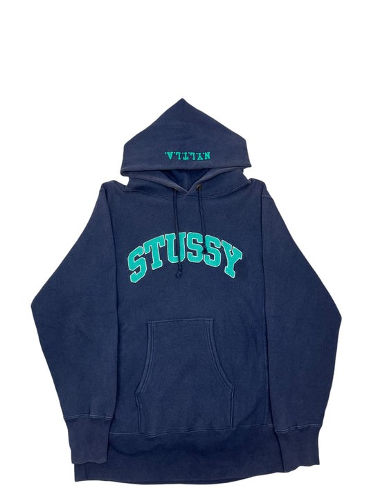 Stussy X Champion Arch Logo Hoodie Navy - (GRADE A) M