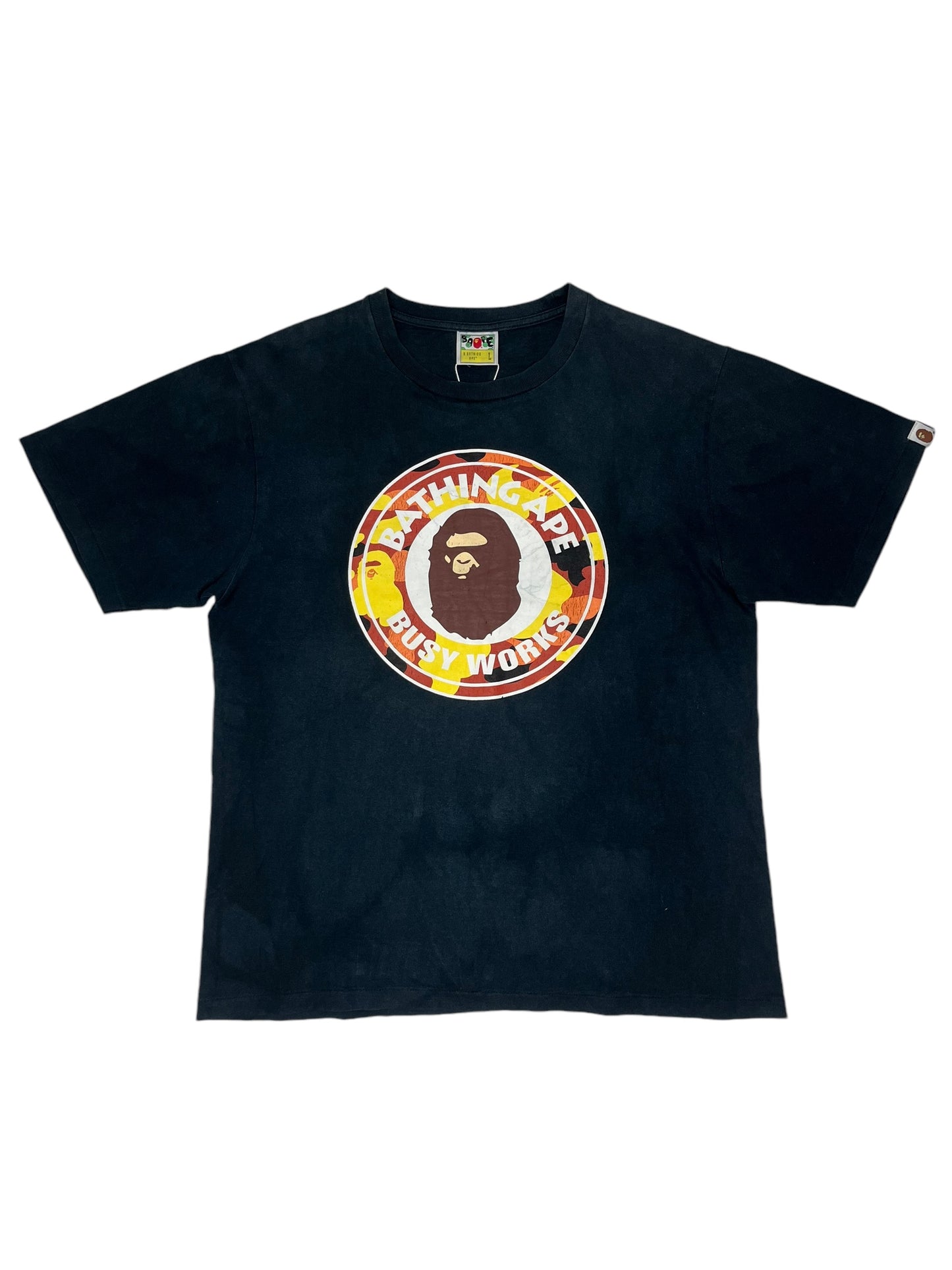 Bape Busy Works Ape Camo T Shirt Navy - (GRADE B) L