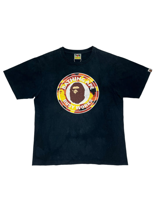 Bape Busy Works Ape Camo T Shirt Navy - (GRADE B) L