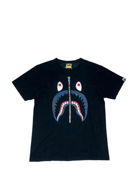 Bape Shark Zip T Shirt Navy - (GRADE A) L