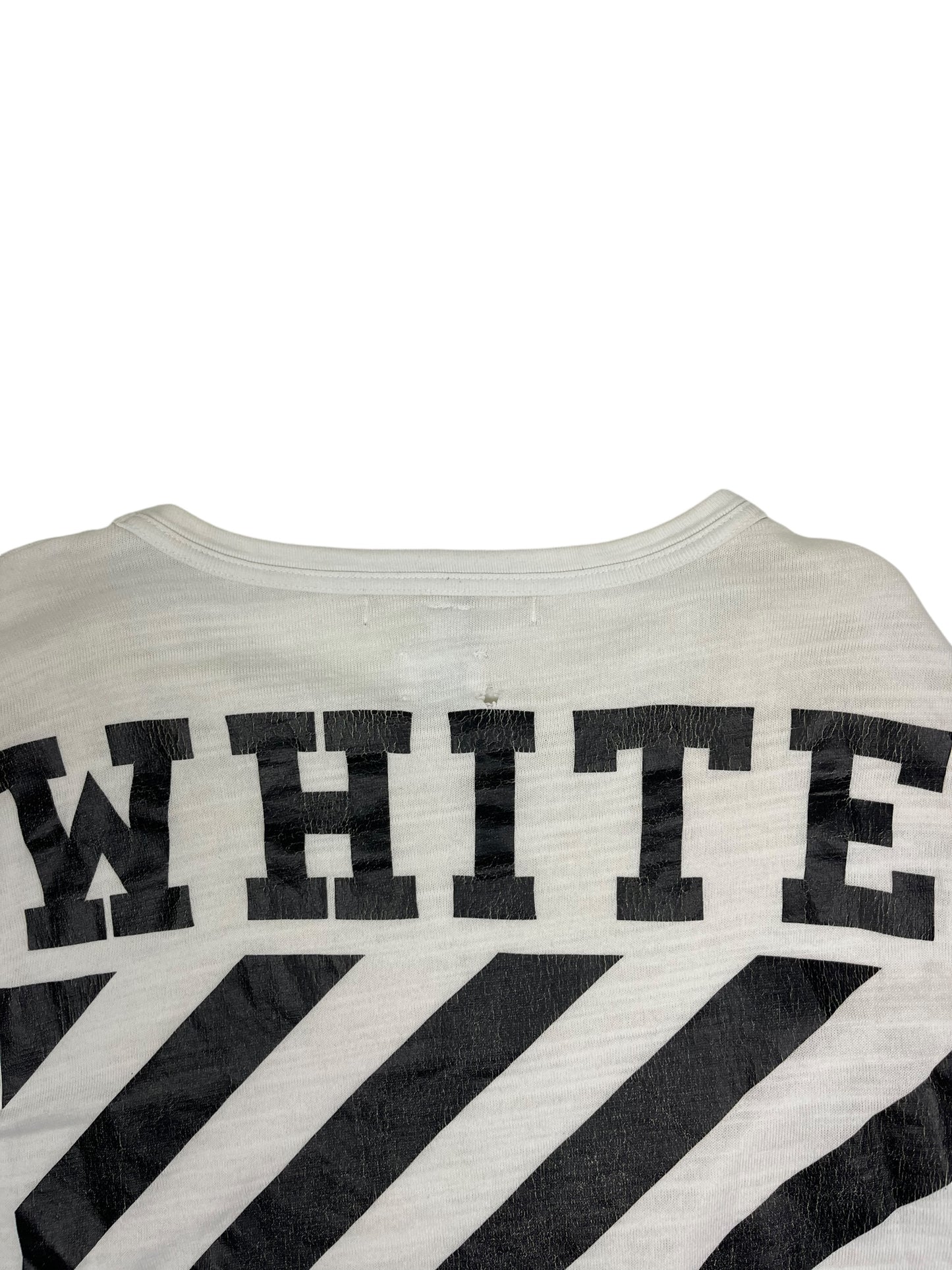 Off White Classic Striped Black Graphic Longsleeve White - (GRADE C) M