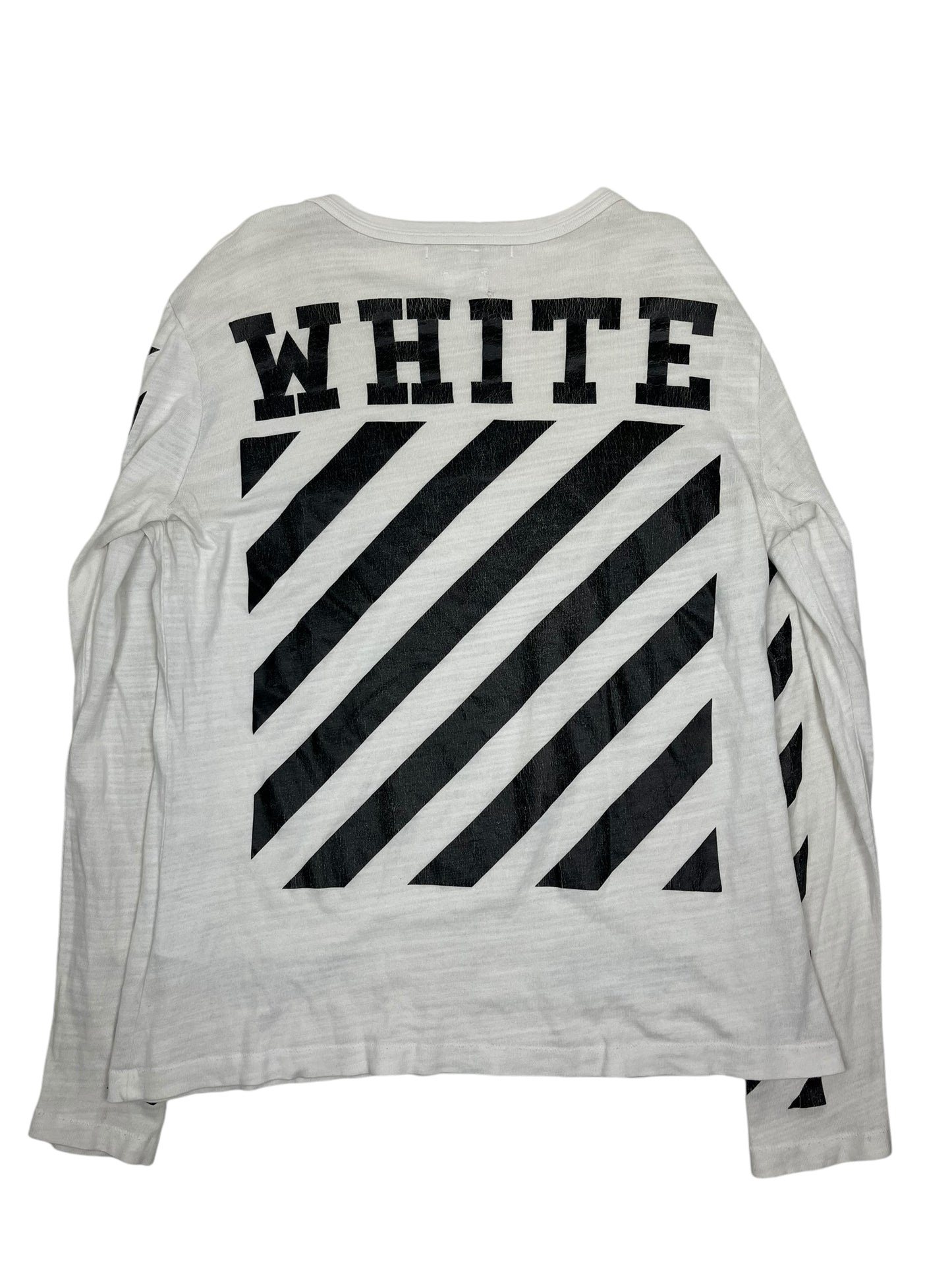 Off White Classic Striped Black Graphic Longsleeve White - (GRADE C) M