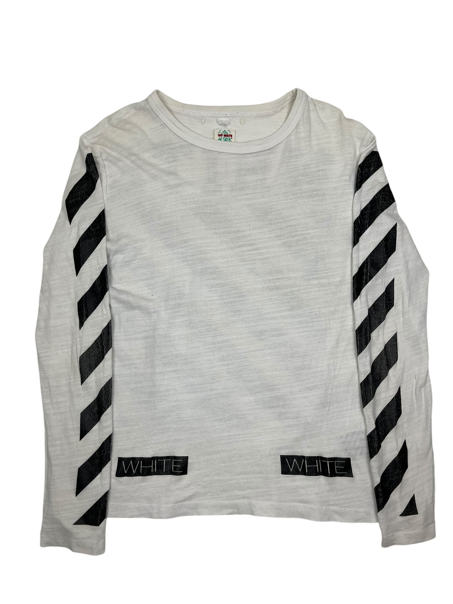 Off White Classic Striped Black Graphic Longsleeve White - (GRADE C) M