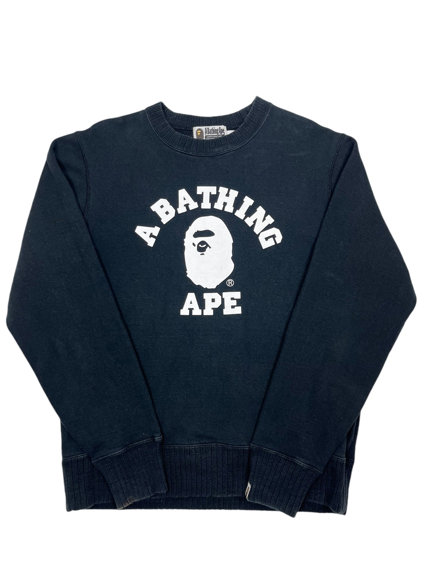 Bape White Graphic Logo Crewneck Black - (GRADE A) M