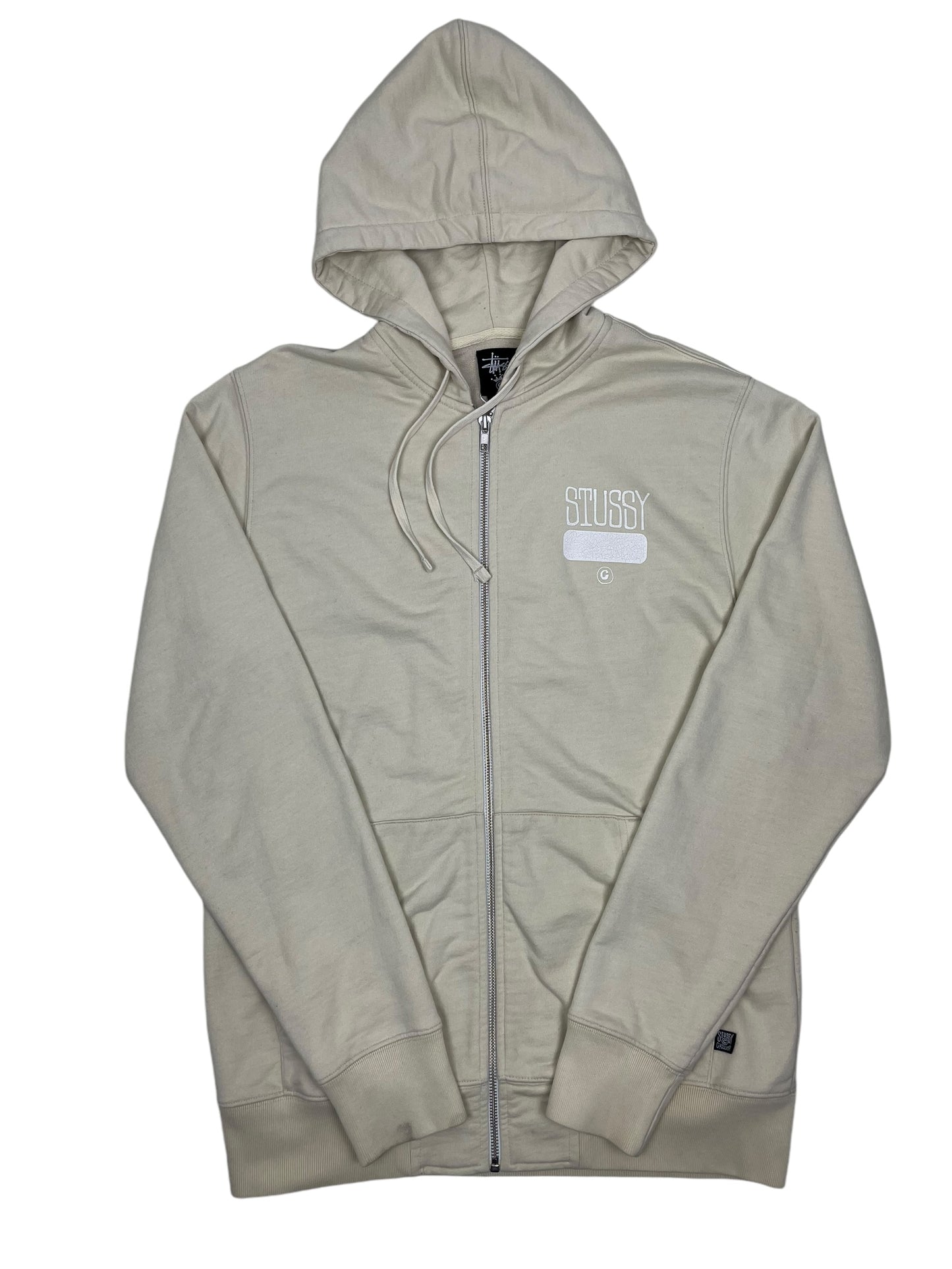 Stussy Pocket Graphic Zip Hoodie Cream - (GRADE A) M