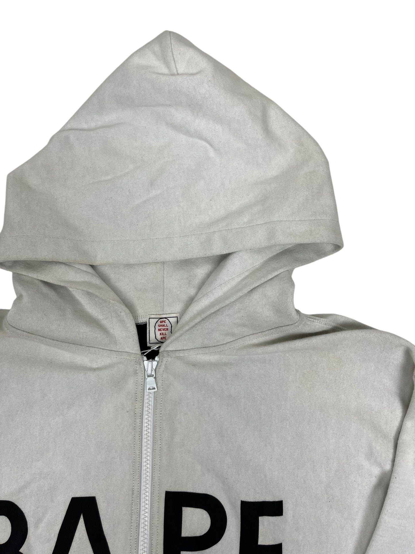 Bape Bold Letter Zip Hoodie White - (GRADE B) XL