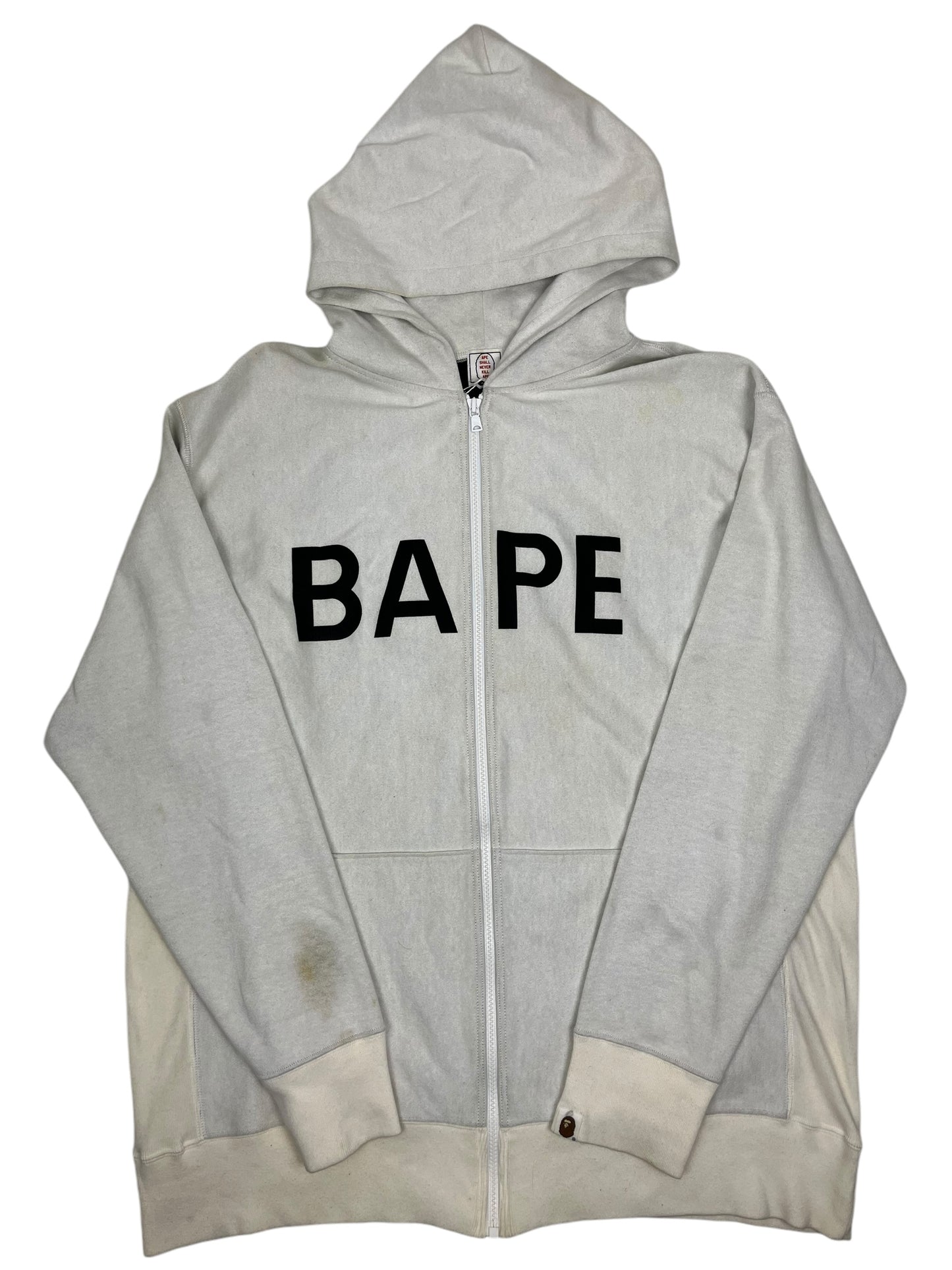 Bape Bold Letter Zip Hoodie White - (GRADE B) XL