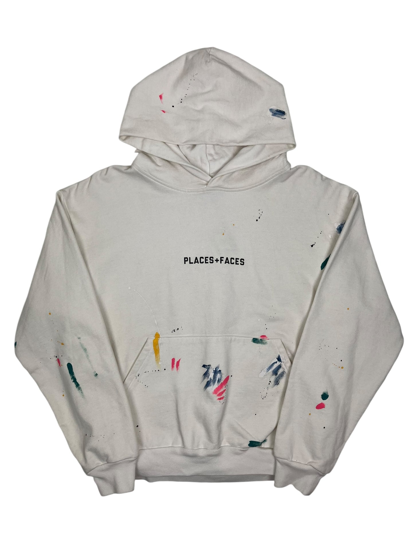 Places+Faces Paint Splatter Hoodie White - (GRADE A) M